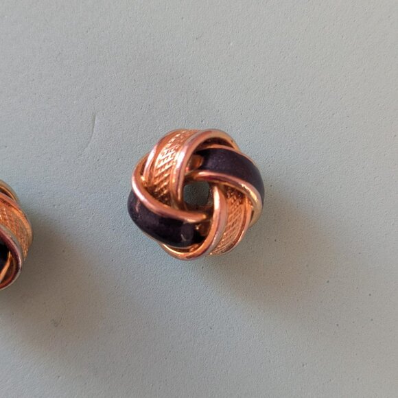 Vintage Rose Gold Knot Earrings - Classic Love Knot Studs - Picture 3 of 4